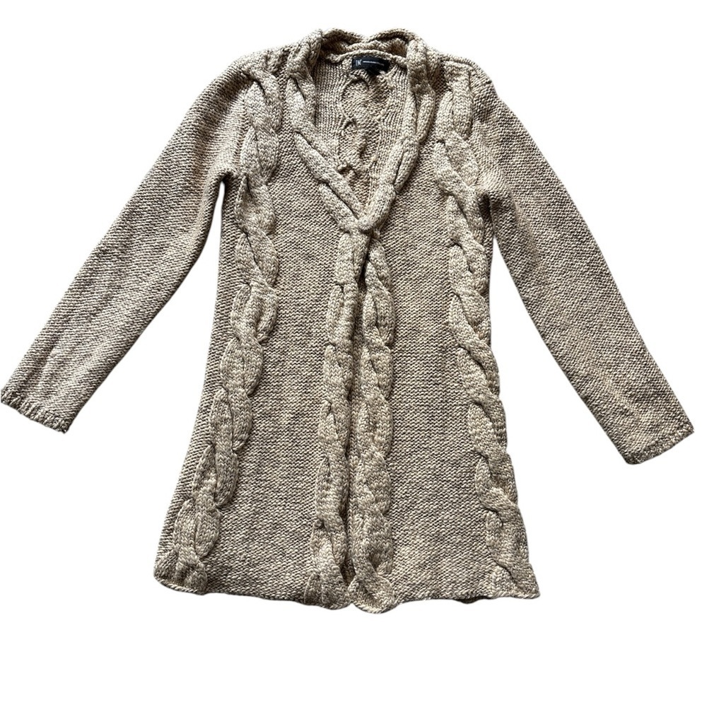 International Concepts Women's Wool Cable Knit Sweater - Tan Size M